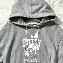 美品●激レア XLサイズ STUSSY ステューシー パーカー キャンプ 90's 00's Y2K 黒タグ 古着 ストリート アウトドア ロゴ メンズ グレー_画像2