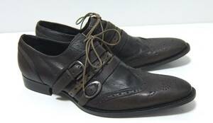  unused goods Alfredo Bannister leather shoes tea 42 strap belt alfredoBANNISTER