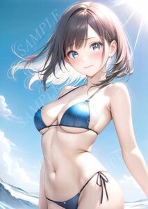 2844■アートイラスト■セクシー グラビア AIイラスト 水着 下着 美女 ギャル 巨乳 貧乳 美脚 美尻 豊艶 AI美人 ポスター■A4サイズ■