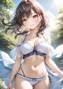 3069■アートイラスト■セクシー グラビア AIイラスト 水着 下着 美女 ギャル 巨乳 貧乳 美脚 美尻 豊艶 AI美人 ポスター■A4サイズ■