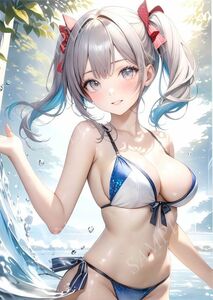 3093■アートイラスト■セクシー グラビア AIイラスト 水着 下着 美女 ギャル 巨乳 貧乳 美脚 美尻 豊艶 AI美人 ポスター■A4サイズ■