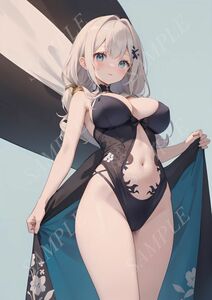 2339■アートイラスト■セクシー グラビア AIイラスト 水着 下着 美女 ギャル 巨乳 貧乳 美脚 美尻 豊艶 AI美人 ポスター■A4サイズ■