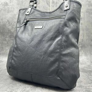 美品 A4可●アニエスベーボヤージュ agnes b.voyage トートバッグ ショルダー ポリカーボネート 牛革 肩掛け ビジネス ブラック 黒 メンズ