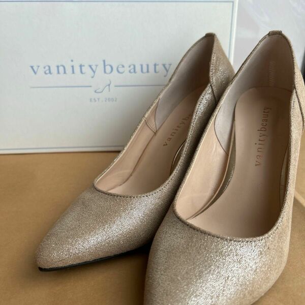 vanity beauty パンプス　8cmヒール　美品　　　　22.5センチ ベージュ