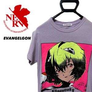 【FLAGSTUFF】 綾波レイ Tシャツ フラグスタフ エヴァンゲリオン 古着 アニメ 白 ホワイト