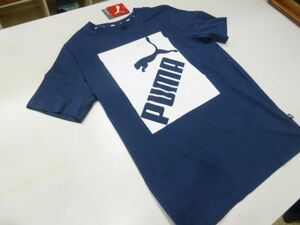 L) light navy blue ) Puma * T-shirt big Logo short sleeves ound-necked thin light weight regular Fit 581386 puma * new goods including carriage 