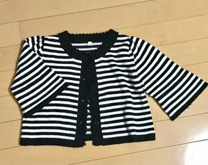  stripe knitted bolero 120 centimeter cardigan Monotone 