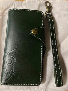 【未使用品】　iPhone X XS 手帳型レザーケース Smart Leather　グリーン