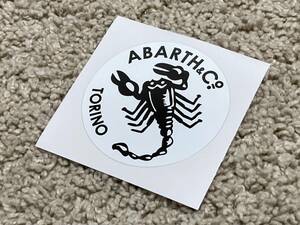 送料無料 ABARTH & CO TORINO アバルト ステッカー ホワイト 77mm