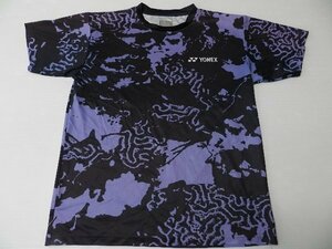 YONEX/ヨネックス製！【★ブラック×パープル模様！■テニス・バドミントンに！】ウエア・Tシャツ！/約Lサイズ