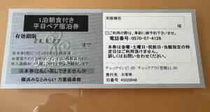 横浜万葉の湯　宿泊チケット　8月27日送料無料！(離島除く)