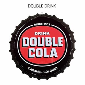 送料\350【ボトルキャップサイン・スチール製】※《DOUBLE COLA》　アメリカン雑貨　メタルサイン　ブリキ看板　99