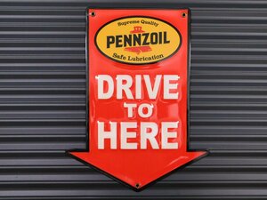 ◆送料無料◆【PENNZOIL・ペンズオイル】※《ミニエンボスメタルサイン》 アメリカン雑貨　エンボス看板　ブリキ看板　48