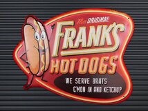 【FRANK'S HOT DOGS・ホットドッグ】※《エンボスメタルサイン》 アメリカン雑貨　エンボス看板　ブリキ看板　26_画像2