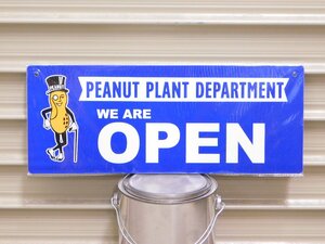 サインプレート《PEANUTS-STORE・ミスターピーナッツ》※【OPEN＆CLOSED／リバーシブル】　オープン　ガレージ　看板　アメリカ　