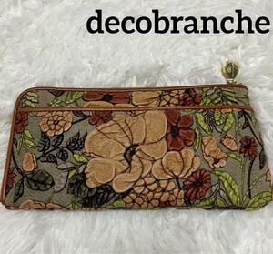 decobrancheデコブランチ　長財布　花柄　立体模様　ラウンドジップ