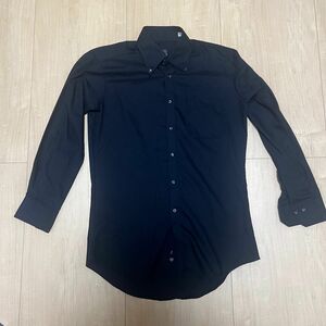 黒シャツ ボタンシャツ トップス 長袖 シャツ