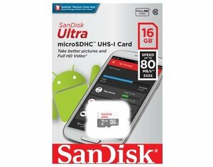 送料無料 SanDisk マイクロSD 16GB 80MB/s SDSQUNS-016G-GN3MN