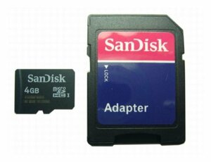 送料無料 SanDisk マイクロSD4GB+アダプタ UHS-1