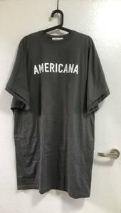 未使用　AMERICANA アメリカーナ　半袖ロングTシャツ　半袖ロゴTシャツ スミクロ　墨黒