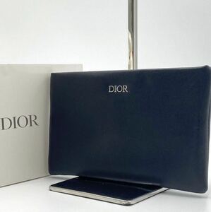 1円【新品未使用】DIOR ディオール セカンドバッグ クラッチバッグ ポーチ レザー ビジネス レディース メンズ ブラック 黒色 千鳥柄