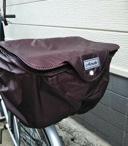 自転車用品　後カゴ用カバー　２段式ファスナーバスケットカバー 　ノーマルサイズ　撥水加工済　【ブラウン（茶色）】　MARUTO 　