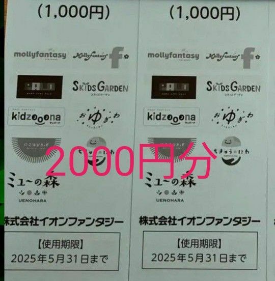 イオンファンタジー券　2000円分
