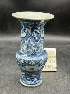 r6050618 中国美術　染付　花瓶 時代物　置物
