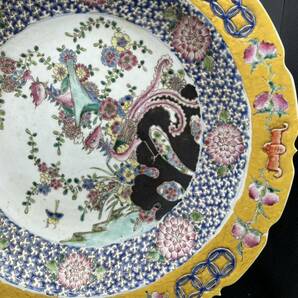 r6050620 中国美術 飾皿 大皿 鳳凰紋 在銘 康熙辛亥中和堂製 時代物 色絵磁器の画像2