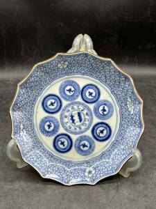r6051017 骨董 染付 飾り皿 在銘　陶器 中国美術