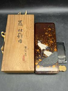 R6053019 paper tool inkstone case stationery antique lacquer excellent article market god slope snow . design three tree table .* three fee . wistaria . mountain ... crane map lacqering inkstone case 