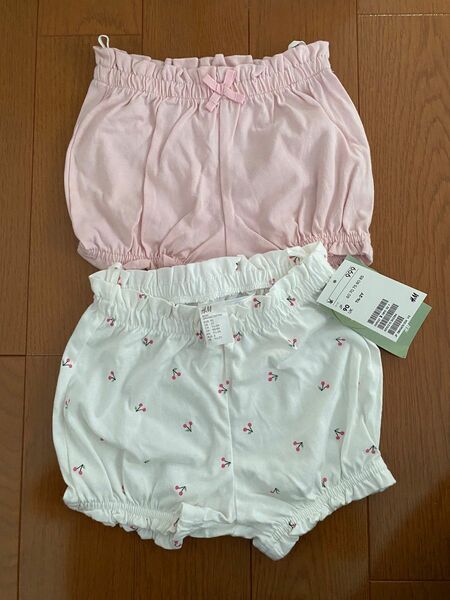 H&M 女の子 ガールズ ショートパンツ　パンツ　90サイズ　ピンク　チェリー　パジャマ　新品　オーガニック　コットン　100