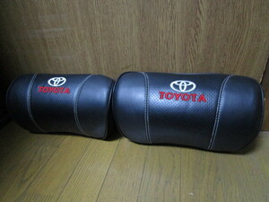  Toyota TOYOTA black leather neck pad 2 piece set punching & white stitch seat head rest pad 