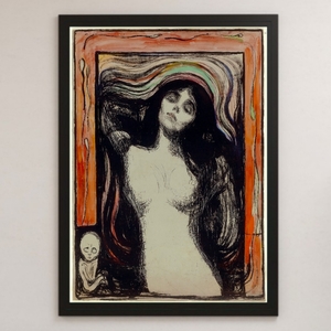 Art hand Auction Edvard Munch Madonna pintura arte cartel brillante A3 Bar Café clásico Retro Interior retrato mujer pintura obra maestra del mundo, Alojamiento, interior, otros