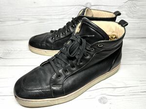 【即決】Christian Louboutin 43 27.5cm程度 クリスチャンルブタン メンズ ハイカットスニーカー 黒 靴 オシャレ 人気 ブラック くつ