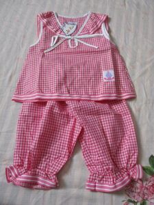 90~100 size LaceKids pink check top and bottom unused 