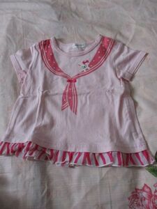 90サイズ　 　3ｃａｎ４ｃａｎ　　ピンク　半袖カットソー