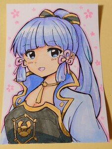 原神　神里綾華　手描きイラスト　ファンアート