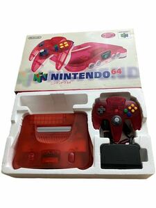 【動作確認済】 ニンテンドー64 クリアレッド 本体 コントローラー Nintendo 任天堂 外箱傷み有