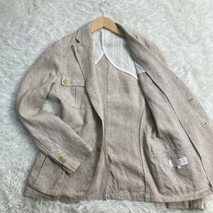 [ summer. stylish ] finest quality linen100% EDIFICE tailored jacket single Anne navy blue 44 S beige Edifice summer jacket flax 100 ventilation 