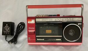 【動作品】National ナショナル　RX-1830　FMワイド-MW-SW３バンド ラジオ カセット レコーダ　メタリックレッド　80年代 小型 ラジカセ