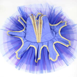 [ free shipping ][ ballet for costume Classic chuchu]ba Rely na made 9 number size blue Gold Leotard dress Ballerina