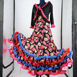『送料無料』【フラメンコ衣装】豪華鮮やかフリル×花柄 primaboutique プリマブティック ドレス ボレロ SET大きく広がる裾 Flamenco