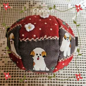  one Chan. patchwork & embroidery. .. circle koro Lynn fastener pouch! Handmade works new goods dog 
