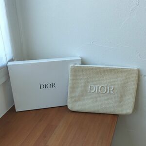 Dior 母の日限定 ポーチ ディオール ポーチ ノベルティ 箱つき ロゴ ラタン