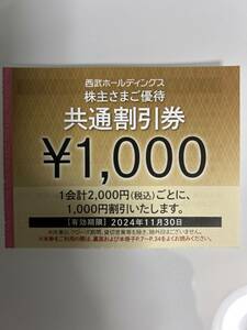 即決！最新！西武ホールディングス株主優待　共通割引券　34,000円分（1000円割引券×34枚） クリックポスト送料込み 2024年11月30日迄