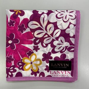 新品　ランバンコレクションLANVIN COLLECTIONの大判ハンカチ　 花柄