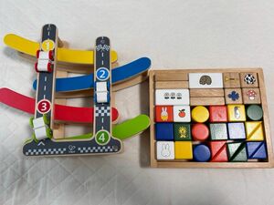 木のおもちゃ2点セット Hape(ハペ) カースライダー 知育玩具 積み木 ブロック 積木 つみき 木製　車　かたかた　ミッフィー