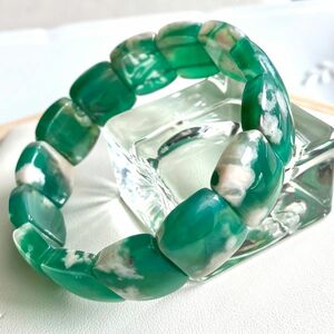 【高品質レア☆】グリーン桜瑪瑙 バングル 天然石パワーストーンブレスレット 数珠