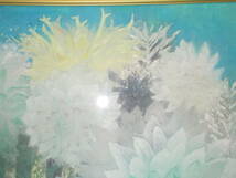 【真作】山本浩之（院展同人、筑波大学准教授）「石への時間」日本画１０Ｆ バックライトに浮かぶダリアの花弁が繊細で美しい　最高傑作　_画像8